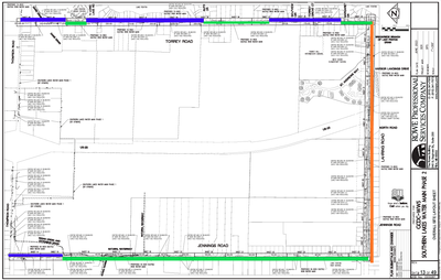 Construction map that details which sides of the road the water main for Phase II of the Southern Lakes Water Extension will be installed. 